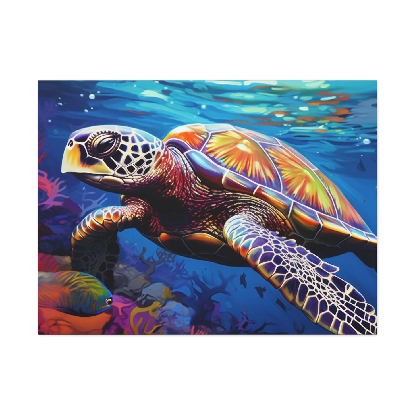 Sea Turtle Canvas Art - Tropical Sea Scenery, Vibrant Wall Decor, Home & Office, Animal Gift, Nature Art