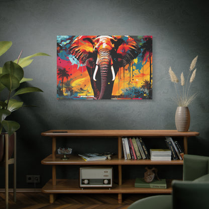 Elephant Canvas Art - Elephant Print, Vibrant Wall Decor, Home & Office, Animal Gift, Nature Art