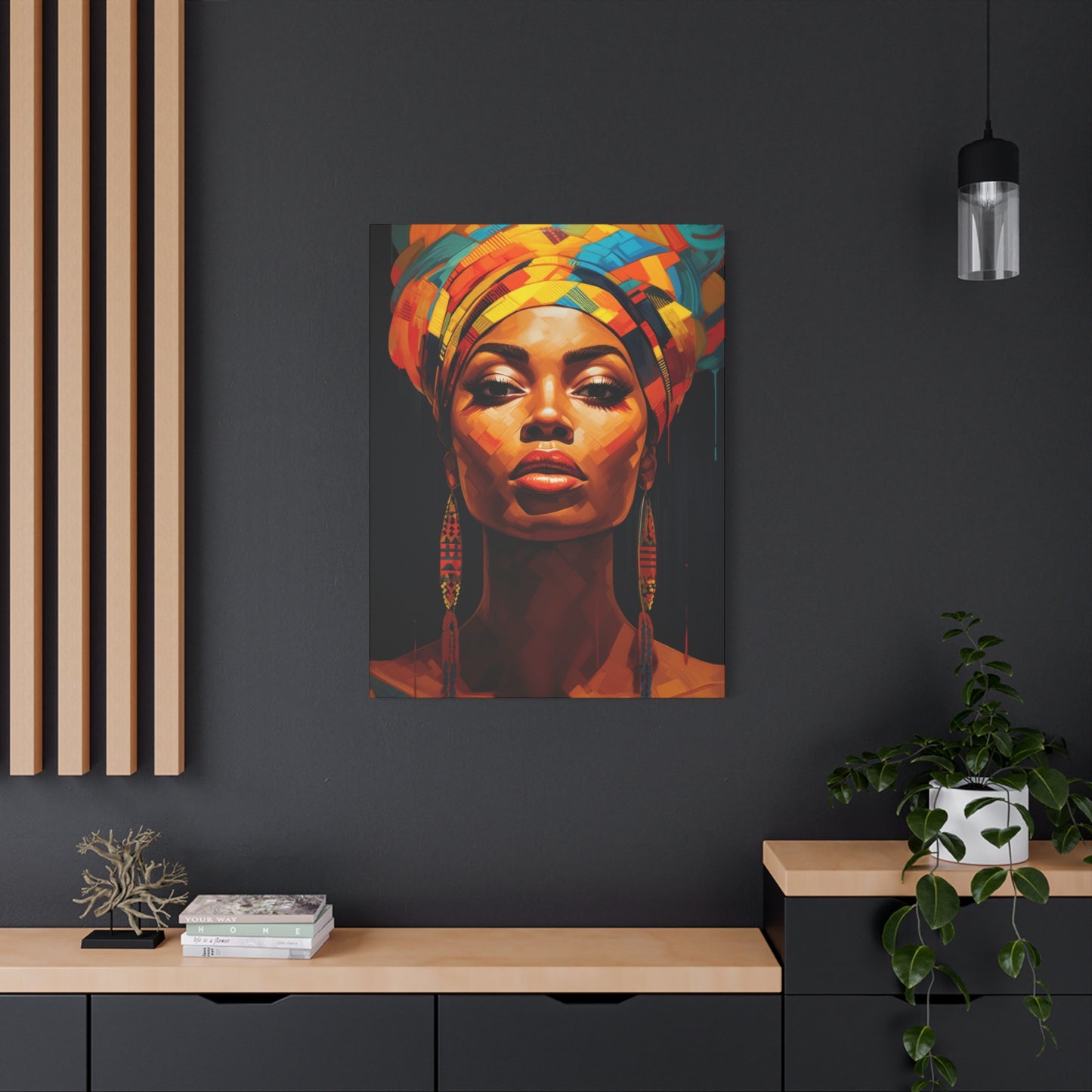 African Woman Colorful Canvas Art, African American Art, Modern art print, Fashion Decor, wall decor African, Wall Art