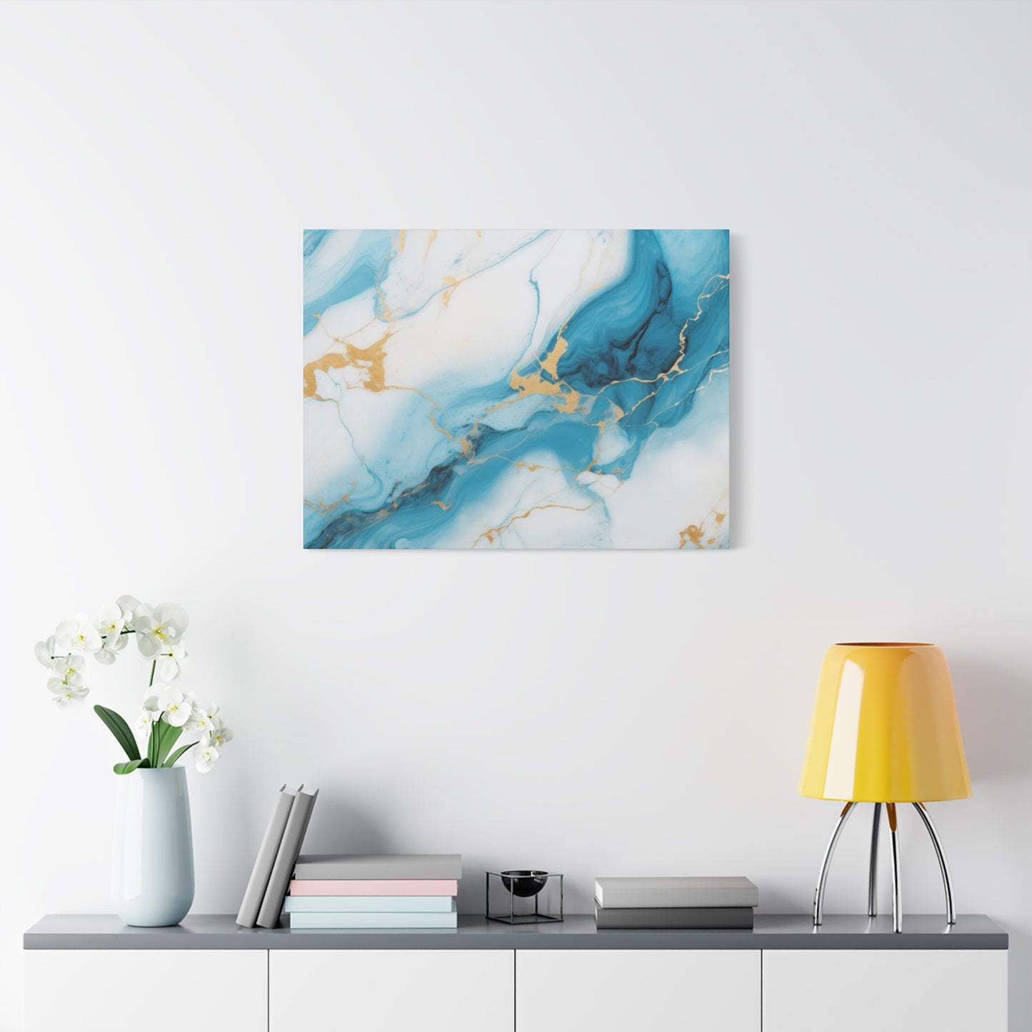 Abstract Luxury Art, Blue and Gold Marble canvas Room wall art Extra Large Trendy wall art