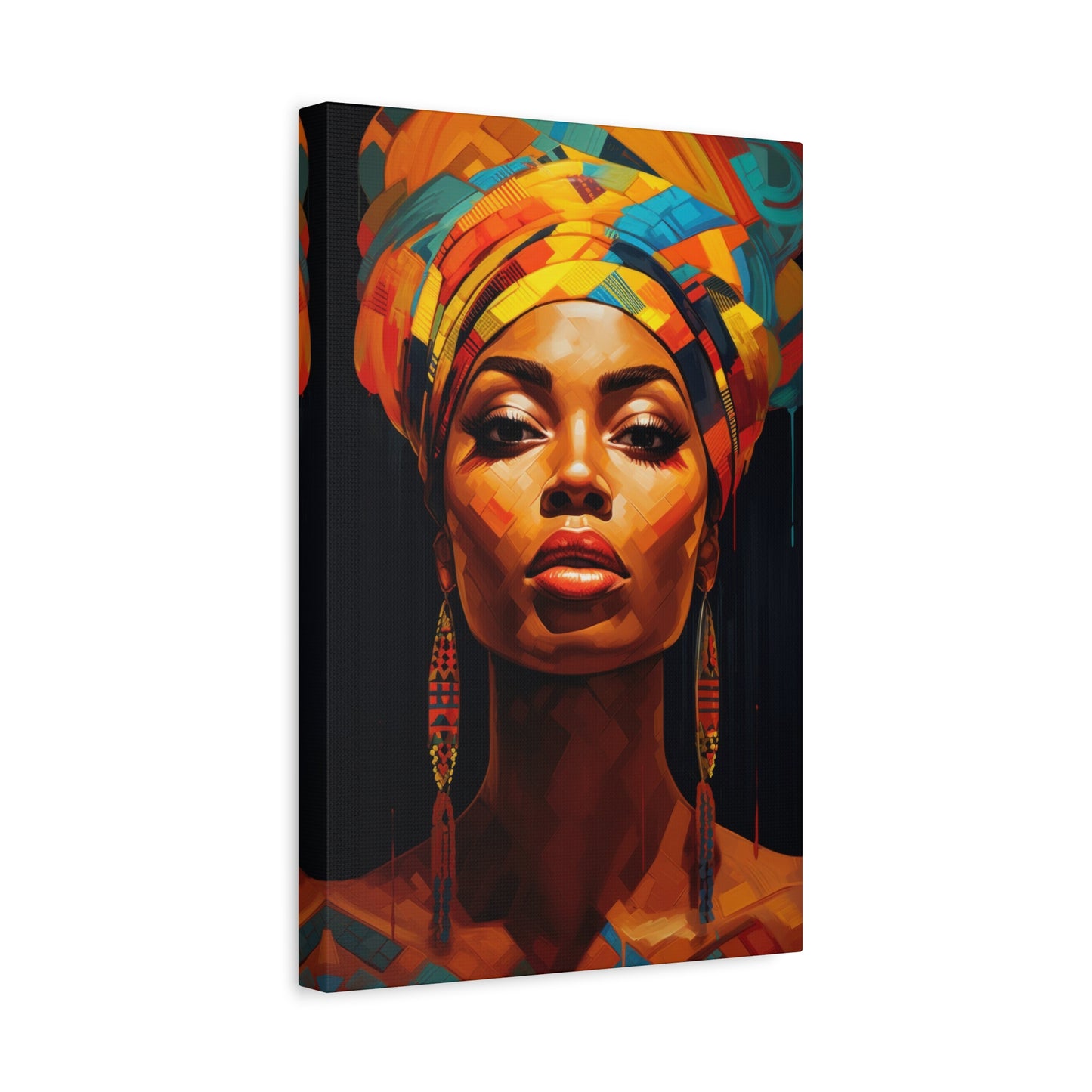 African Woman Colorful Canvas Art, African American Art, Modern art print, Fashion Decor, wall decor African, Wall Art